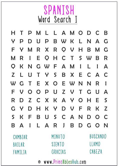 Free Spanish Word Search Printable
