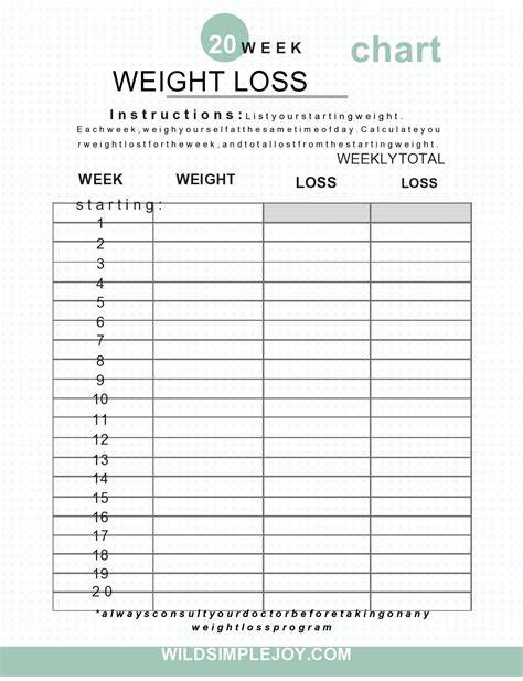 Free Weight Loss Chart Printable
