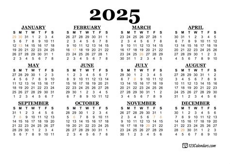 Full 2025 Calendar Printable