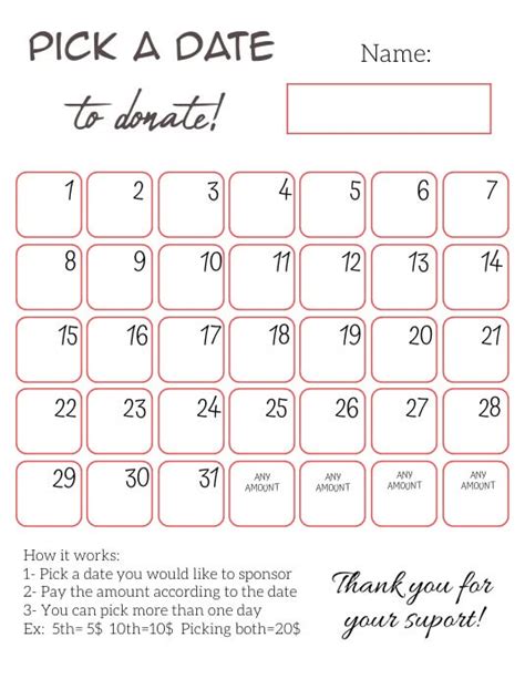 Fundraising Calendar Template