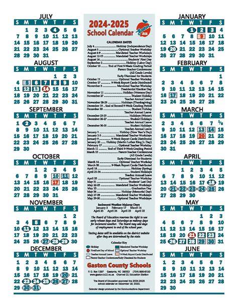 Gaston County Calendar 24 25