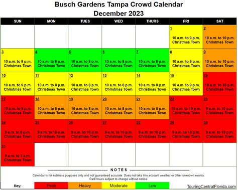busch gardens va calendar