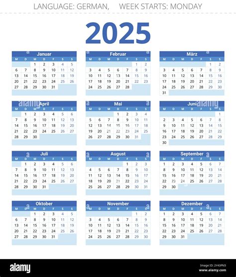 German Calendar 2025