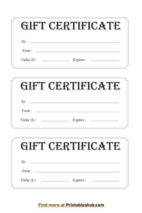 Gift Certificate Printable