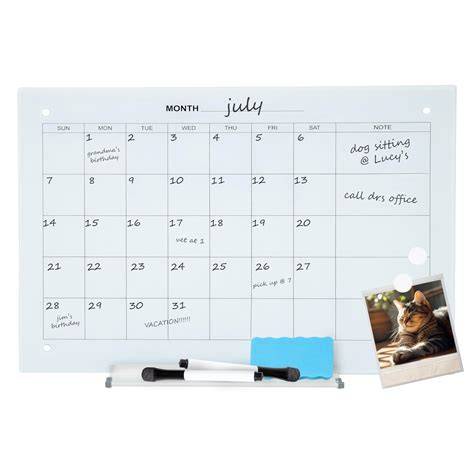 Glass Calendar Dry Erase Board