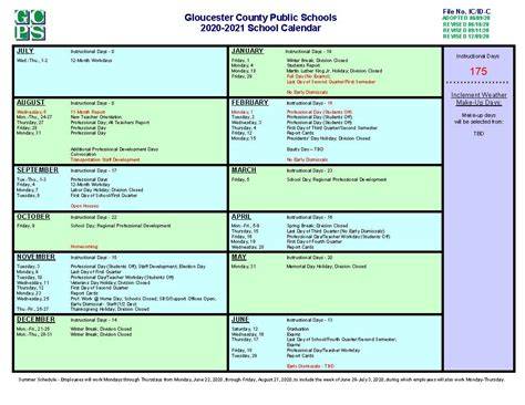 Gloucester County Schools Calendar