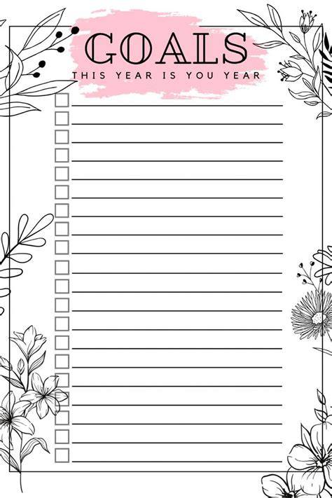 Goal List Printable