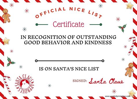 Good List Santa Certificates Free Printables