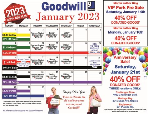 Goodwill Sales Calendar 2024 Printable