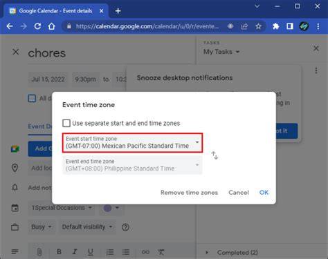Google Calendar Change Time Zone