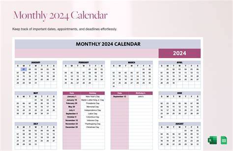 Google Doc Calendar Template 2024