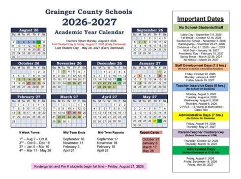 Grainger County Schools Calendar