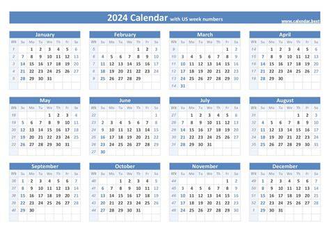 2024 calendar with week numbers