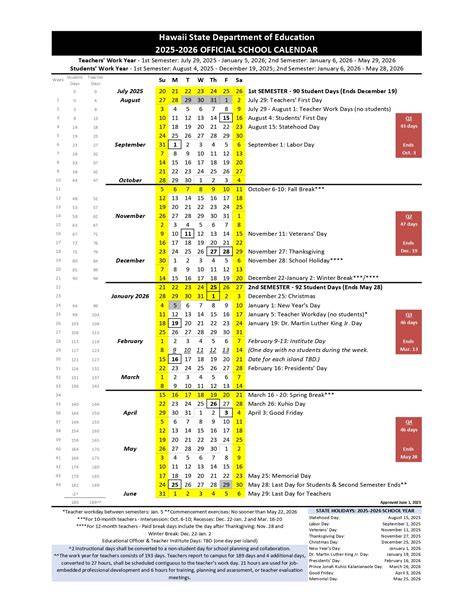 department of education calendar
