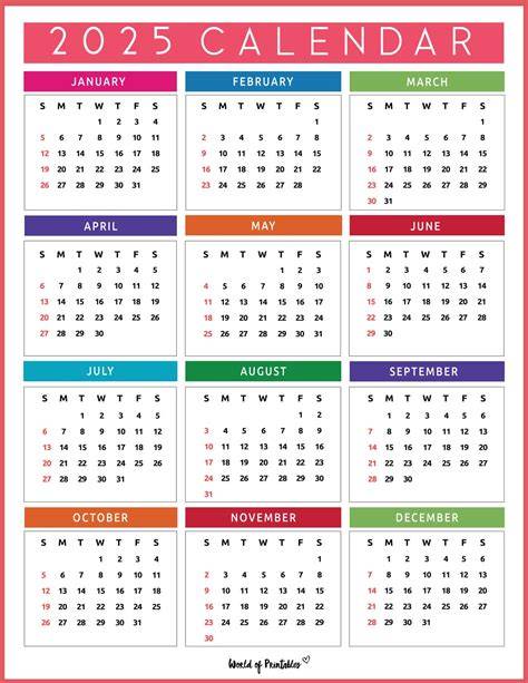 free printable 2025 calendar printable