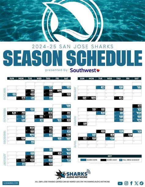 san jose sharks calendar