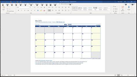winword calendar 2025