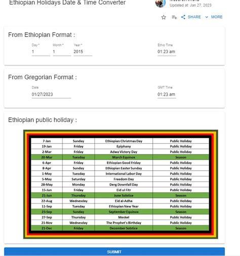 Gregorian Calendar To Ethiopian Converter