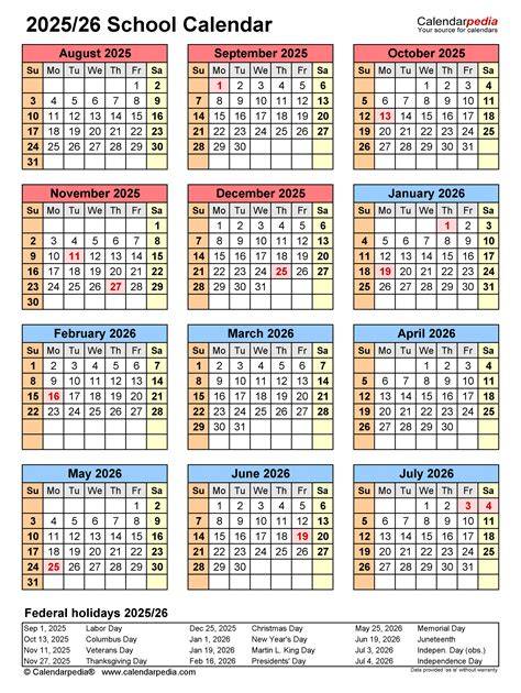 2025 and 2026 school calendar