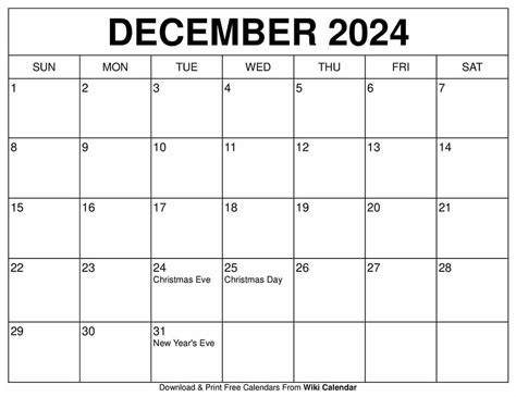 blank december 2024 calendar
