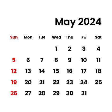 calendar for the month of may