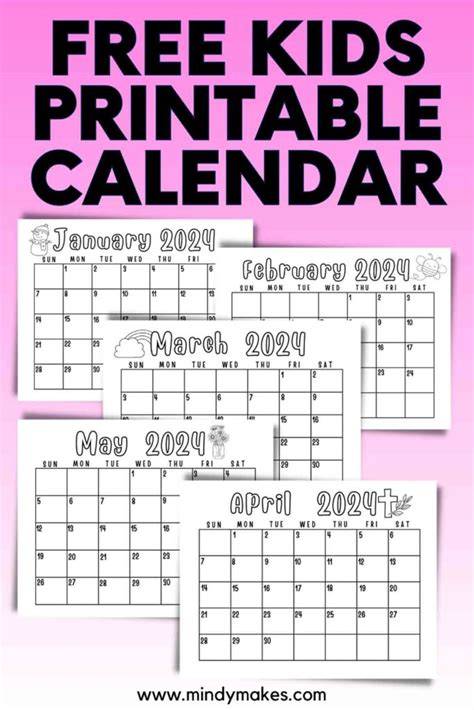 childrens printable calendar