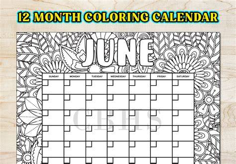 coloring calendar 2025