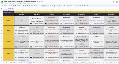 content calendar template google sheets