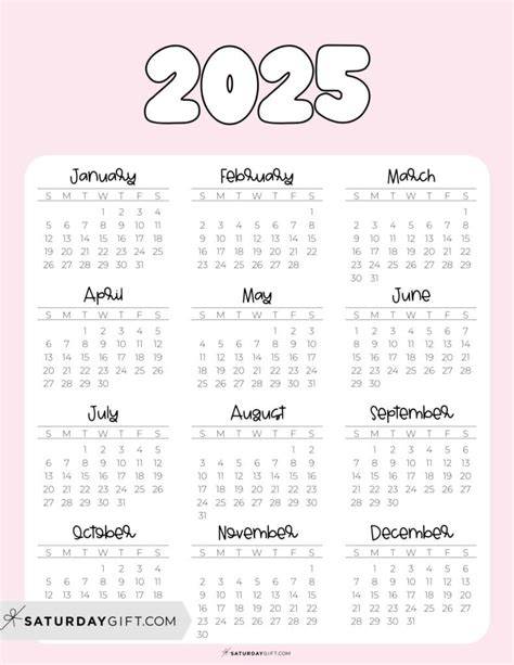 cute calendar 2025