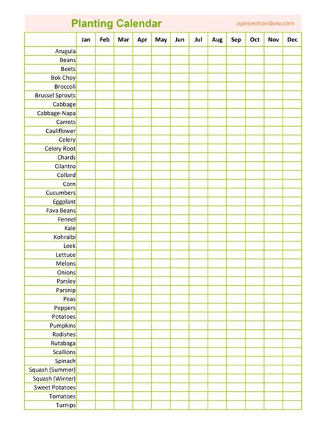 flower planting calendar