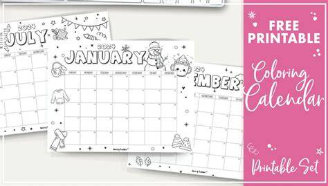 free printable coloring calendar 2025
