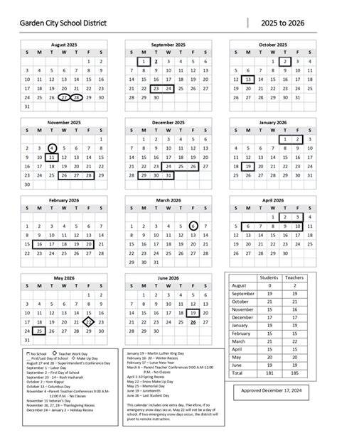 garden city schools calendar