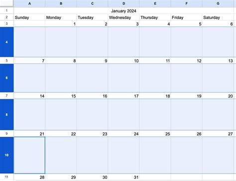 google sheets calendar
