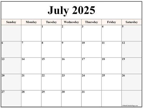 july 2025 calendar printable