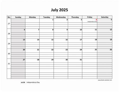 july 2025 printable calendar