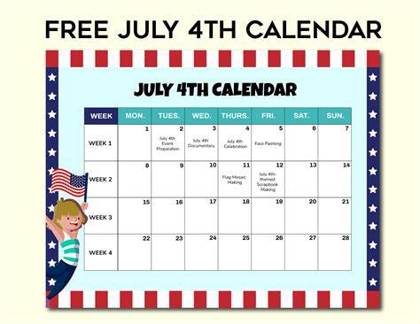 july 4th calendar