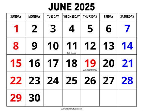 june 2025 calendar