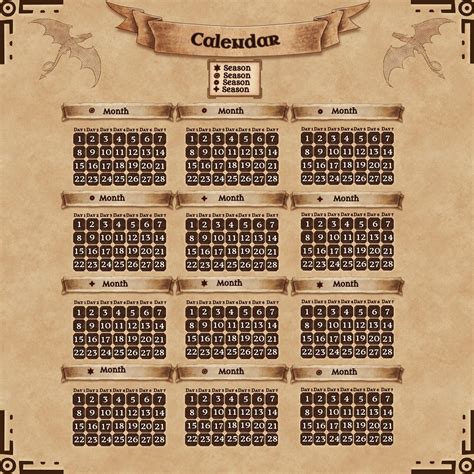 set up a fantasy calendar