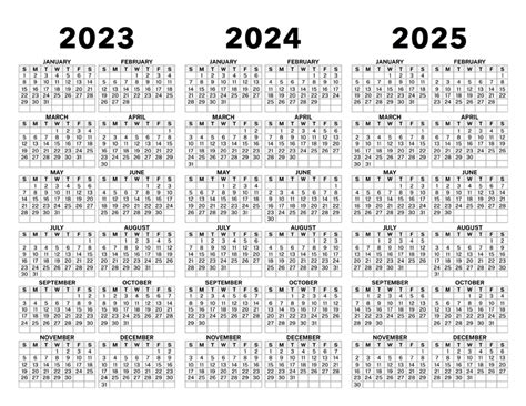 three year calendar