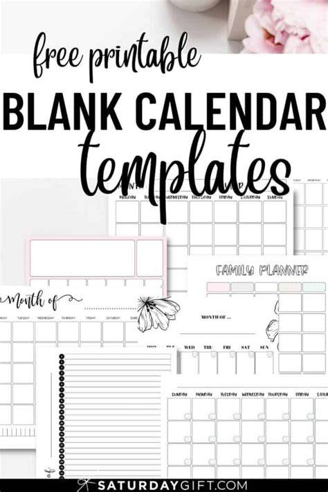 cute blank calendar