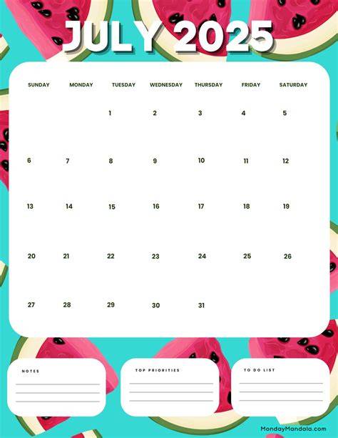july 2025 calendar