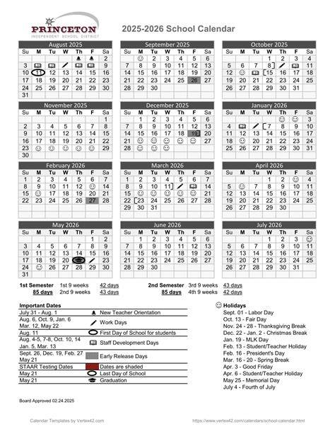 princeton isd calendar
