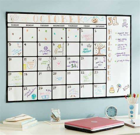 whiteboard and calendar