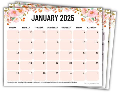 year calendar 2025 printable