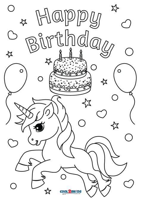 Happy Birthday Unicorn Coloring Pages
