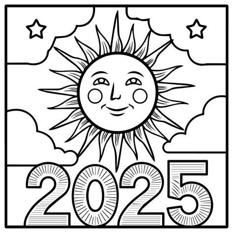 Happy New Year 2025 Coloring Pages
