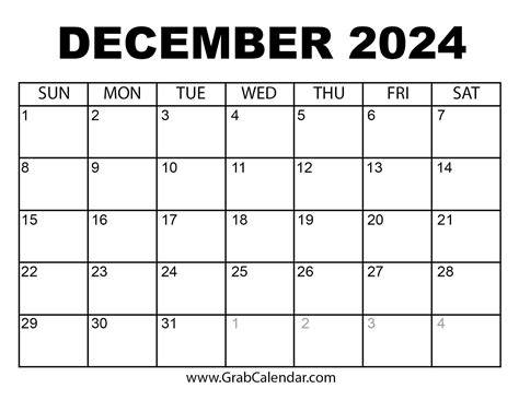 december 2024 calendar