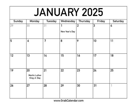 free printable january 2025 calendar