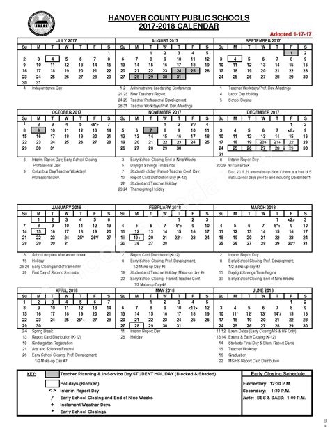 new hanover county schools calendar