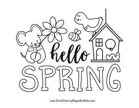 Hello Spring Coloring Page